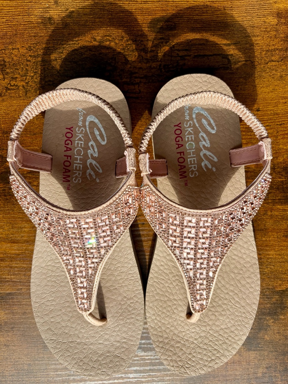 SKECHERS Rose Gold Yoga Thong Sandals